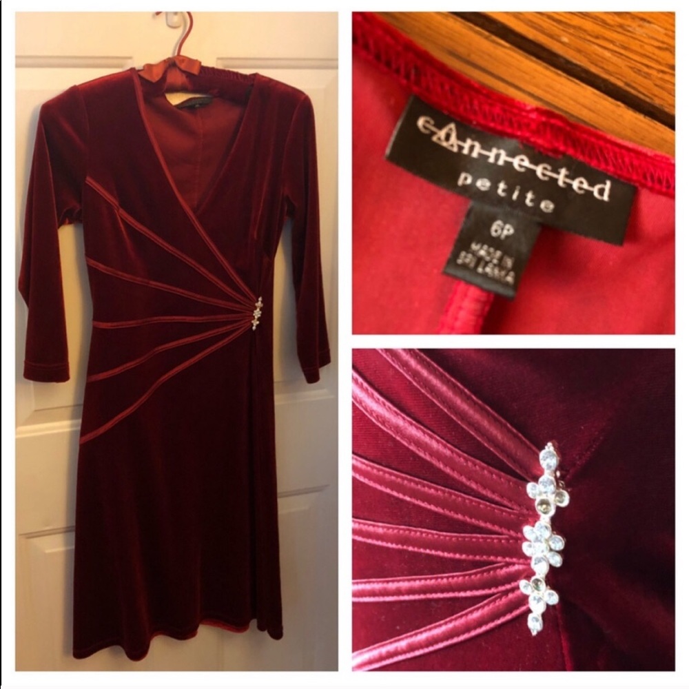 Vintage Red Velvet Dress - Picture 8 of 10
